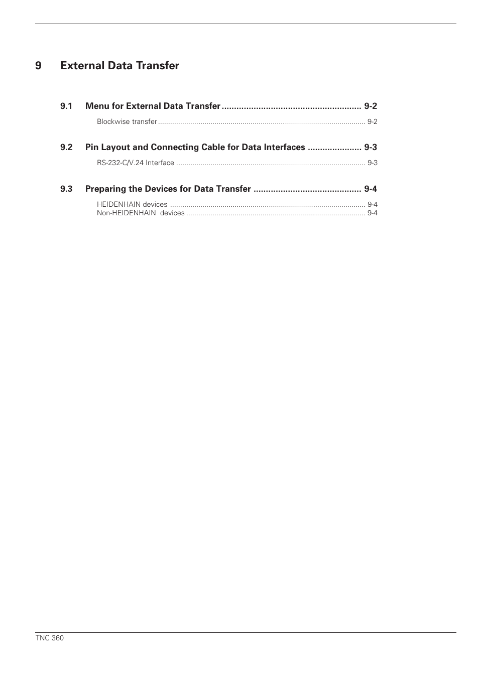 External data transfer, 9external data transfer | HEIDENHAIN TNC 360 ISO Programming User Manual | Page 16 / 227