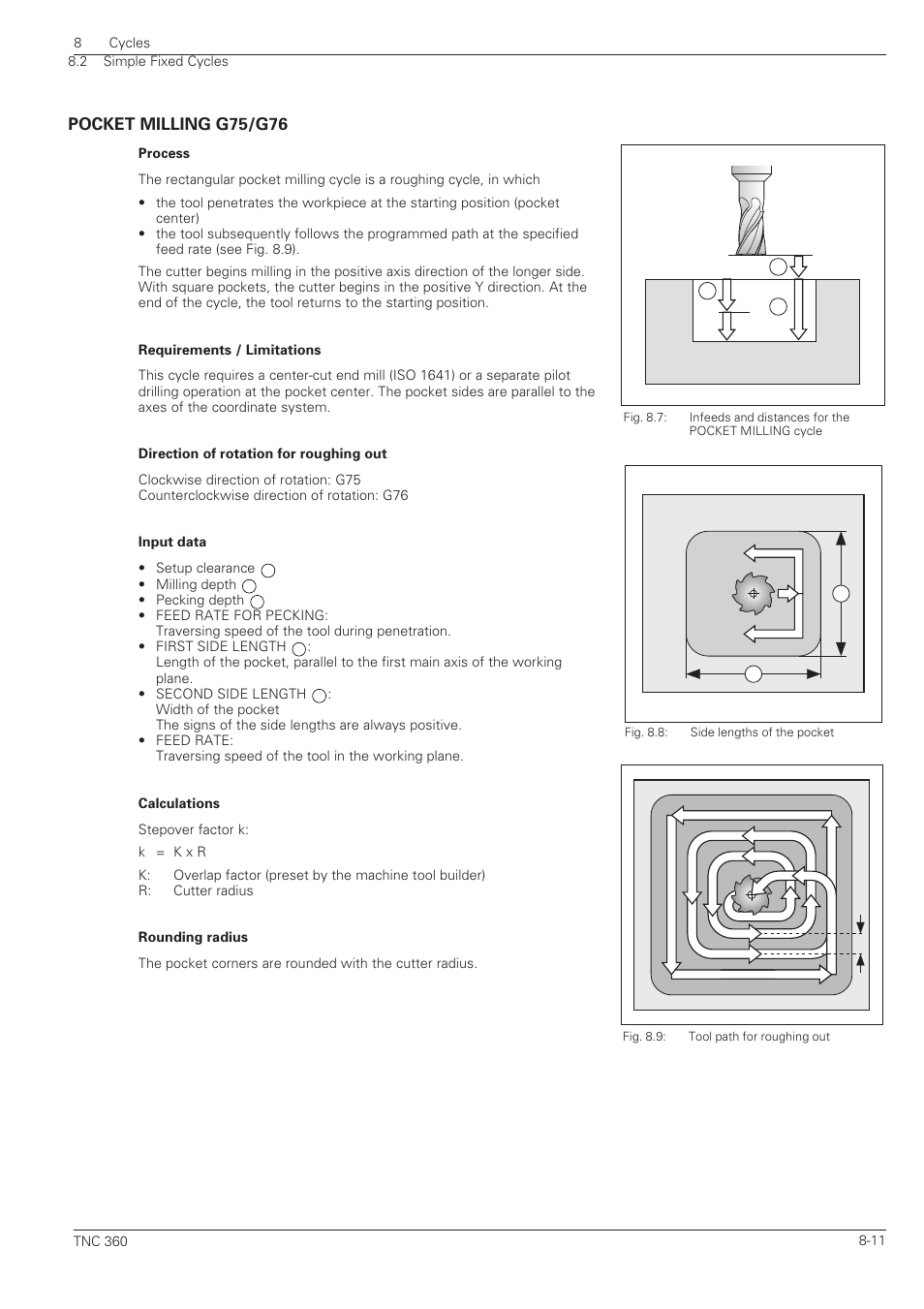 Pocket milling g75/g76 -11 | HEIDENHAIN TNC 360 ISO Programming User Manual | Page 164 / 227