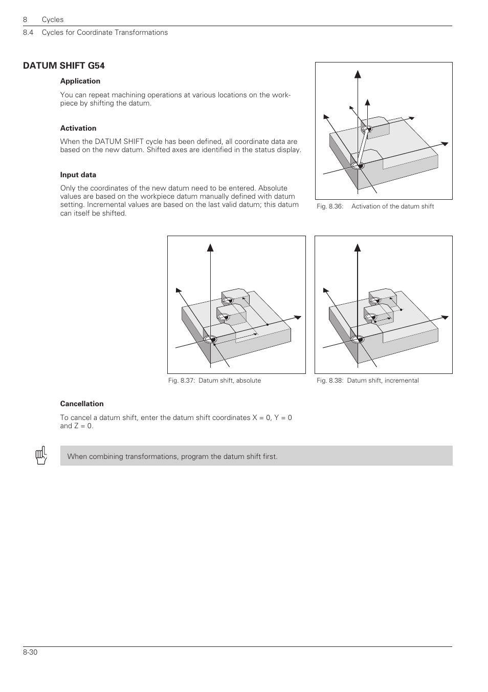 Datum shift g54 -30, Datum shift g54 | HEIDENHAIN TNC 360 ISO Programming User Manual | Page 183 / 227