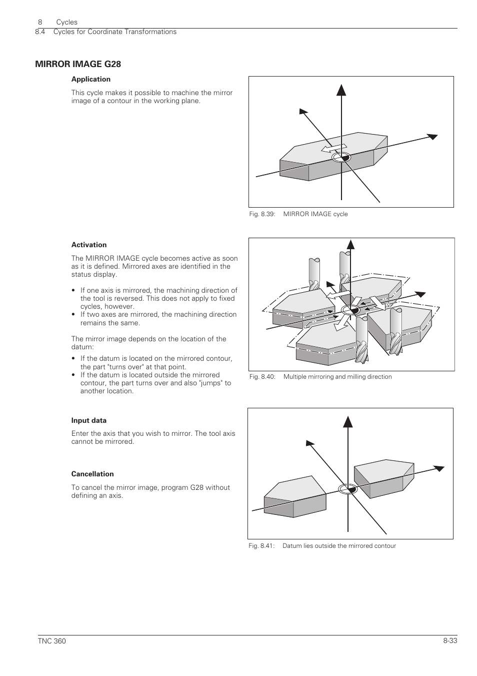 Mirror image g28 -33, Yx z | HEIDENHAIN TNC 360 ISO Programming User Manual | Page 186 / 227