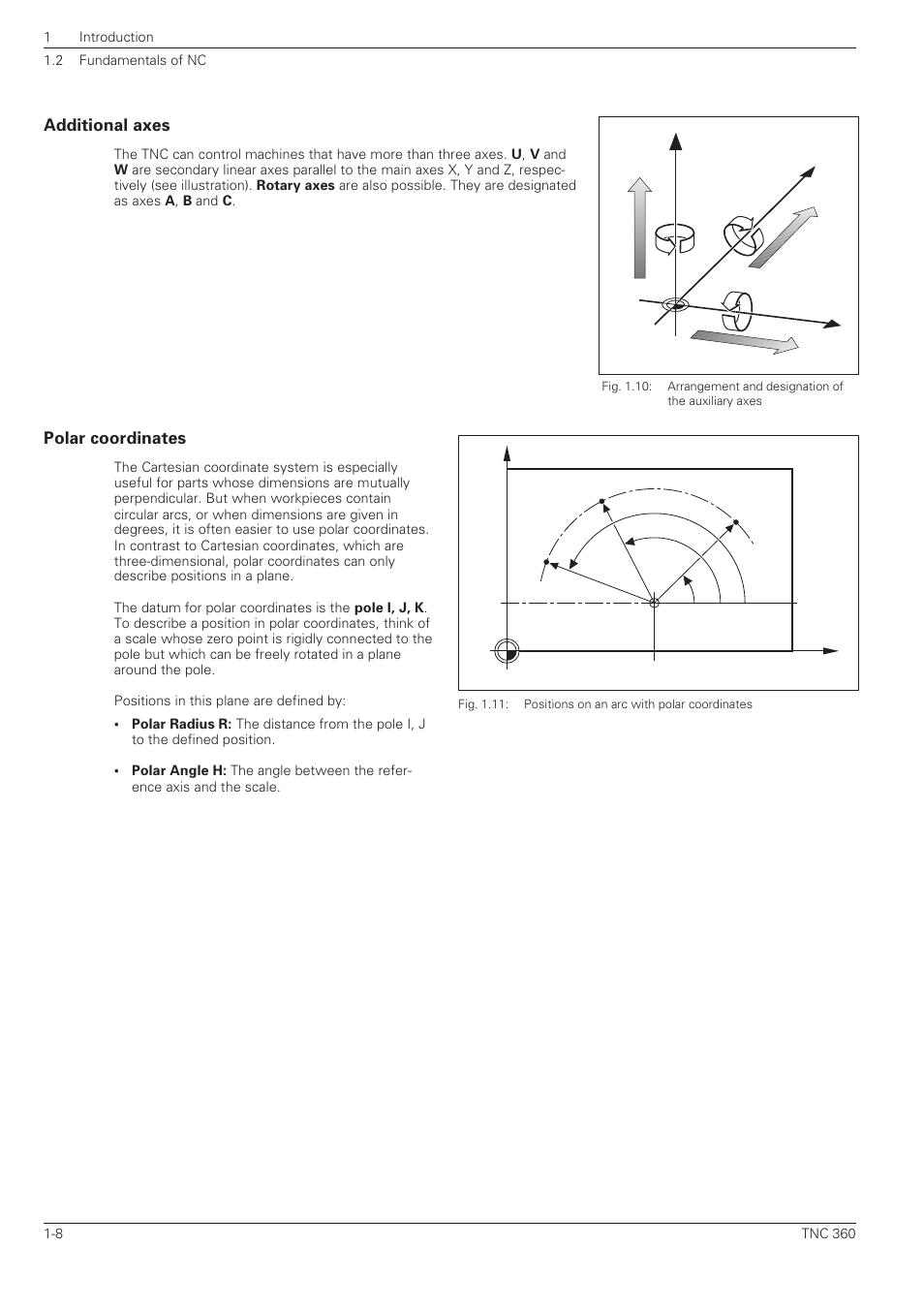 Additional axes -8 polar coordinates -8 | HEIDENHAIN TNC 360 ISO Programming User Manual | Page 25 / 227