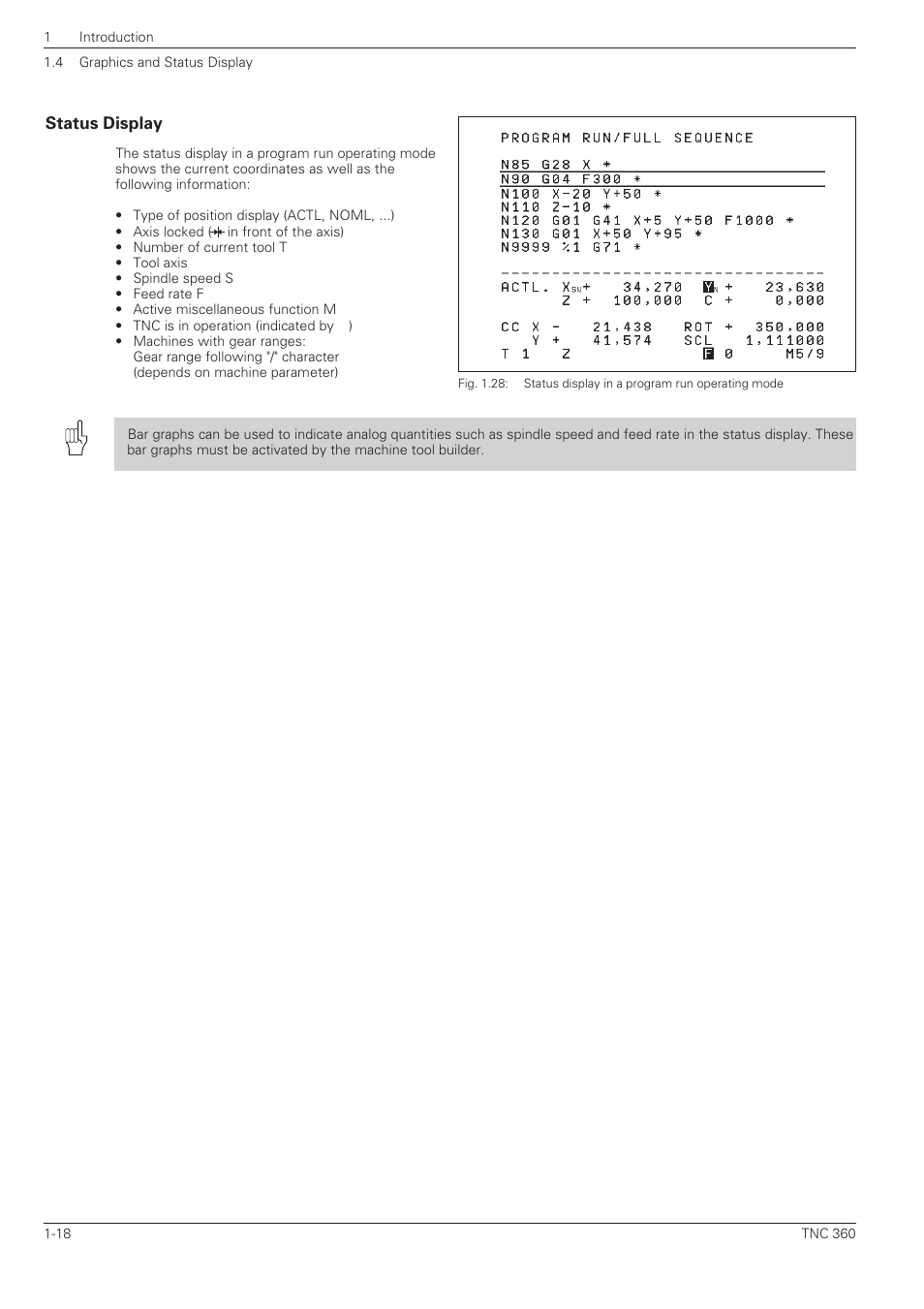 Status display -18 | HEIDENHAIN TNC 360 ISO Programming User Manual | Page 35 / 227