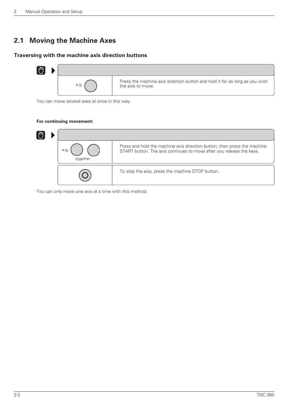 Moving the machine axes -2, Yi 2.1 moving the machine axes | HEIDENHAIN TNC 360 ISO Programming User Manual | Page 39 / 227