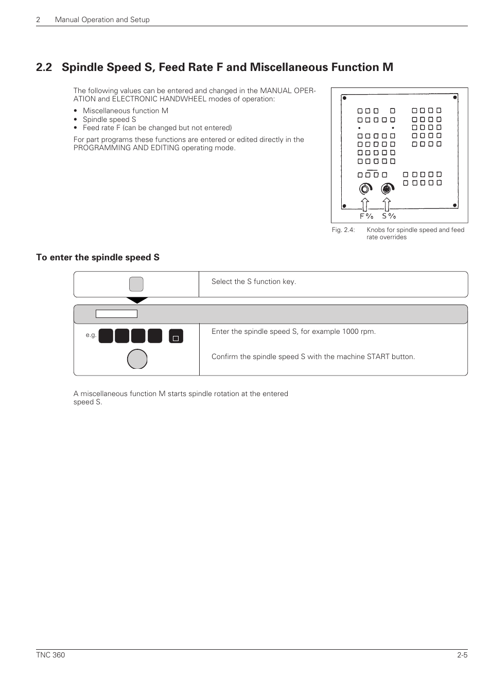 To enter the spindle speed s -5 | HEIDENHAIN TNC 360 ISO Programming User Manual | Page 42 / 227