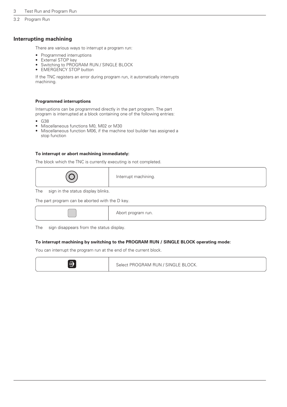 Interrupting machining -4 | HEIDENHAIN TNC 360 ISO Programming User Manual | Page 62 / 227