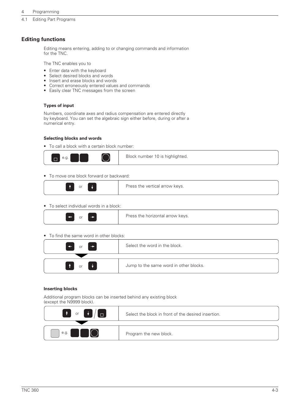 Editing functions -3 | HEIDENHAIN TNC 360 ISO Programming User Manual | Page 67 / 227