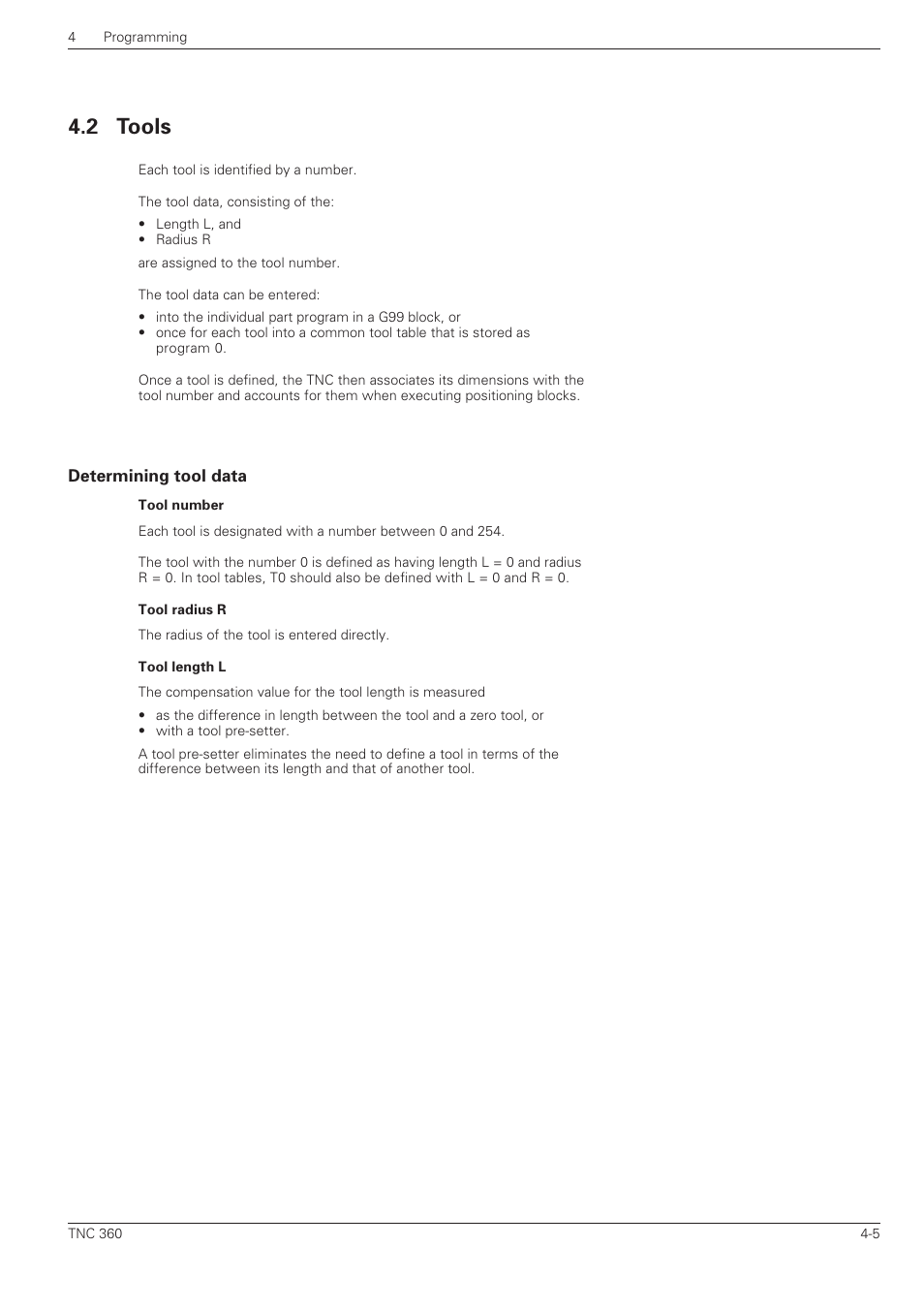 Tools -5, Determining tool data -5, 2 tools | HEIDENHAIN TNC 360 ISO Programming User Manual | Page 69 / 227