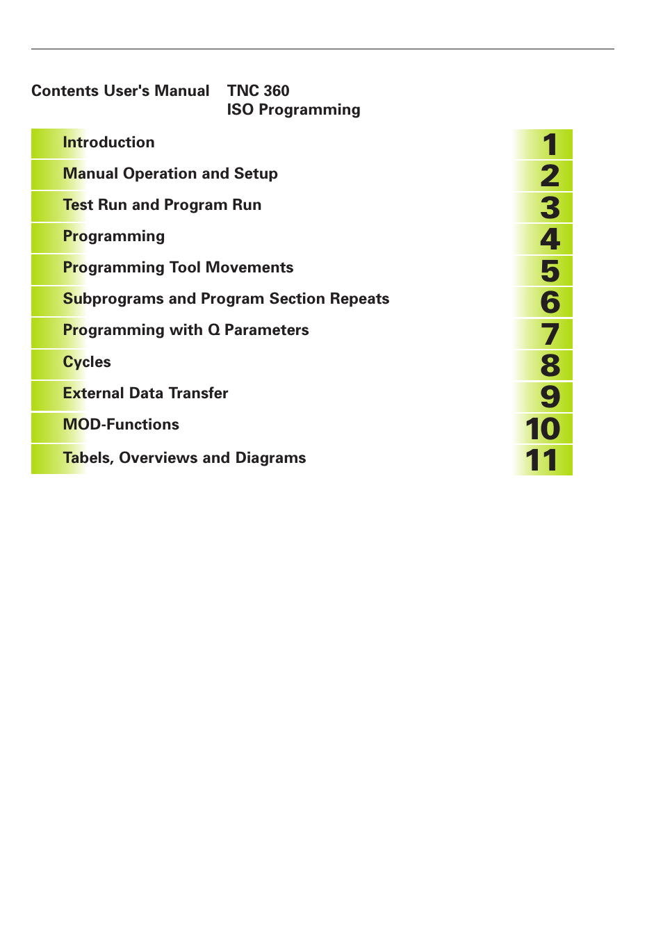 HEIDENHAIN TNC 360 ISO Programming User Manual | Page 7 / 227