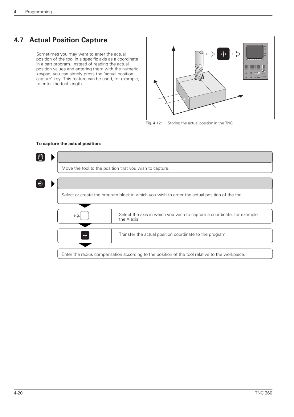 Actual position capture -20, 7 actual position capture, Xy x z | HEIDENHAIN TNC 360 ISO Programming User Manual | Page 84 / 227