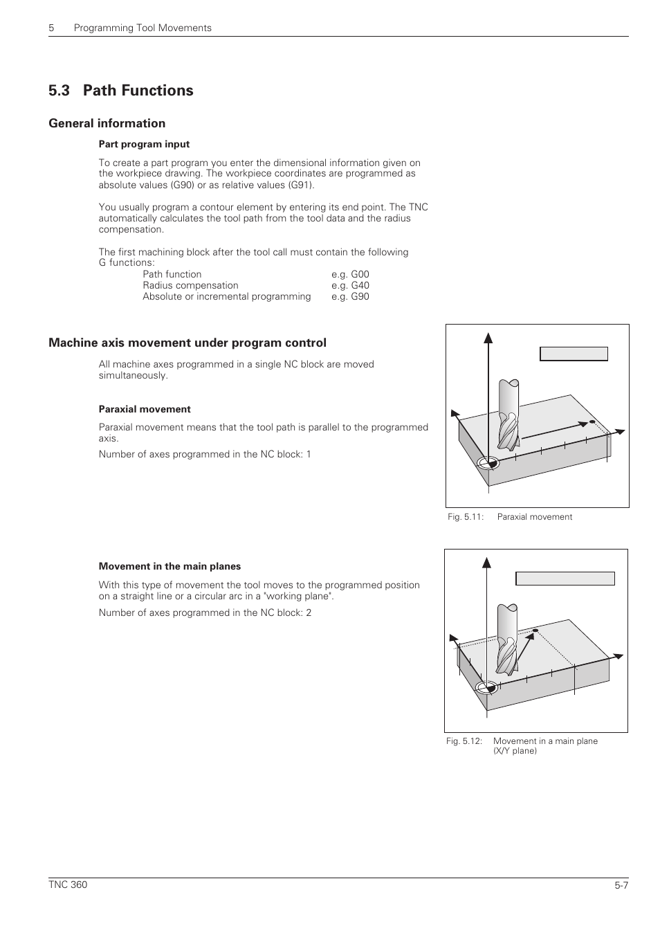 Path functions -7, 3 path functions, Yx z | HEIDENHAIN TNC 360 ISO Programming User Manual | Page 90 / 227