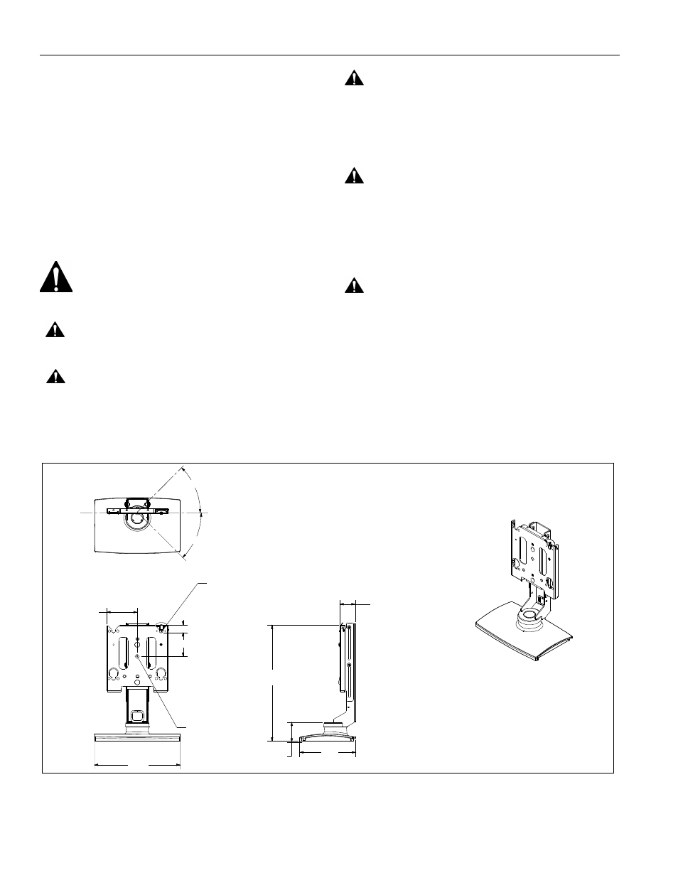 Disclaimer, Important warnings and cautions, Dimensions | Chief Manufacturing LCD Swivel Stand MSS6000 User Manual | Page 2 / 10