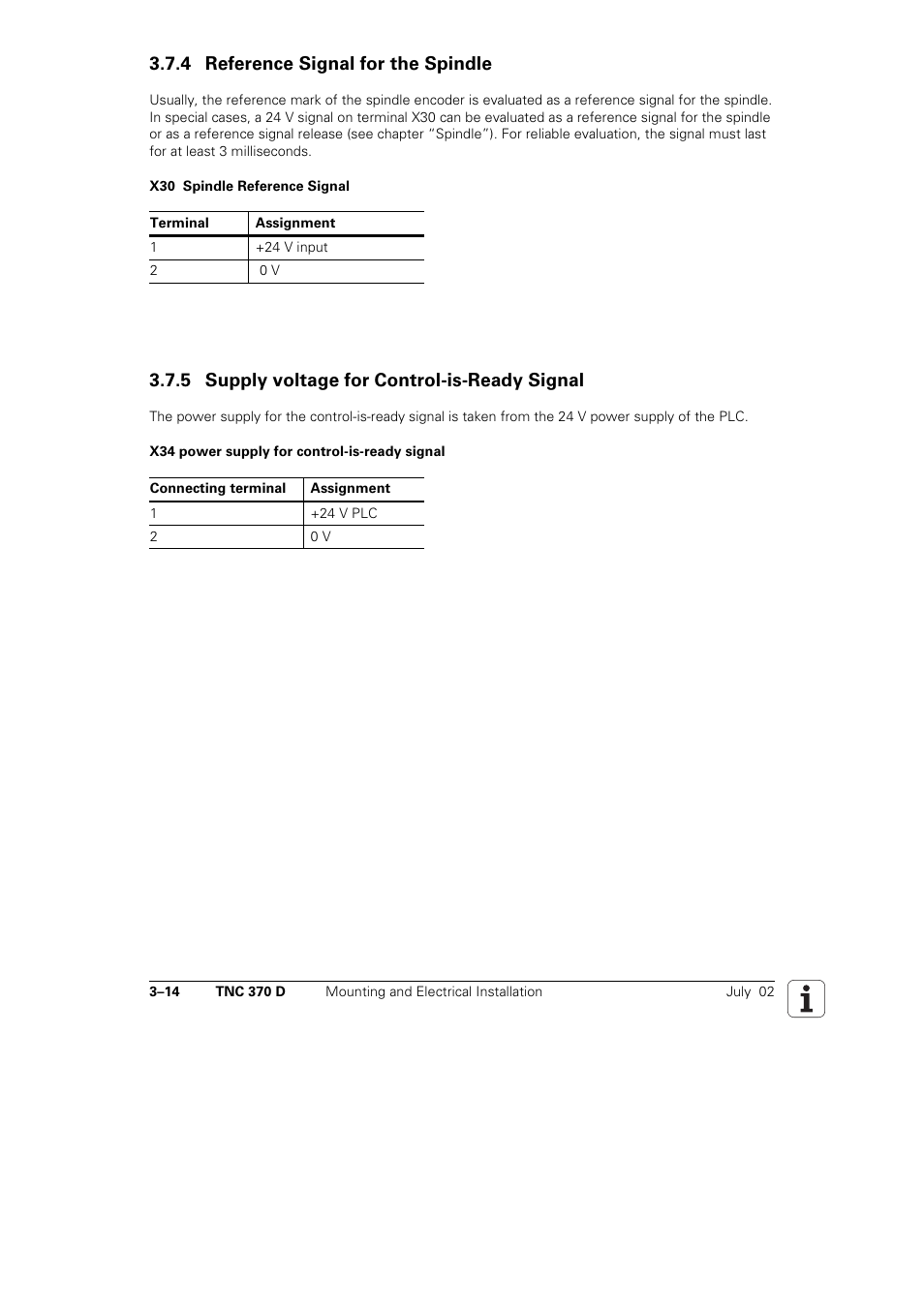 4 reference signal for the spindle, 5 supply voltage for "control-is-ready, 5 supply voltage for control-is-ready signal | HEIDENHAIN TNC 370D User Manual | Page 17 / 92