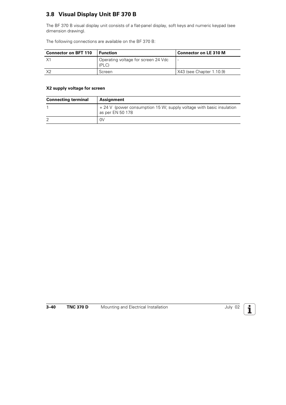 Visual display unit bf 370 b, 8 visual display unit bf 370 b | HEIDENHAIN TNC 370D User Manual | Page 43 / 92