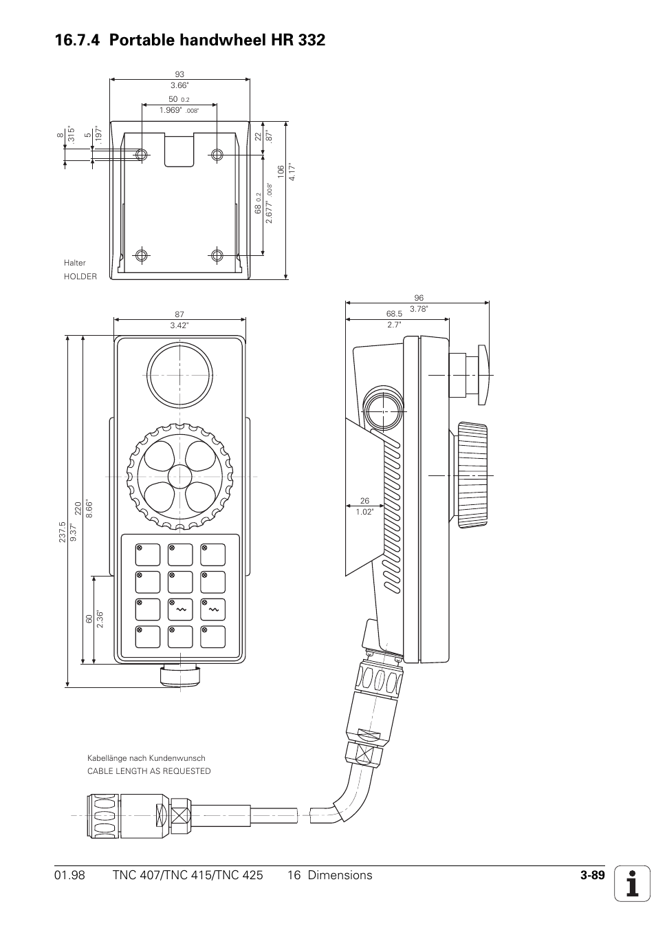4 portable handwheel hr 332, Xiv y v z | HEIDENHAIN TNC 407 (243 020) Technical Manual User Manual | Page 118 / 752