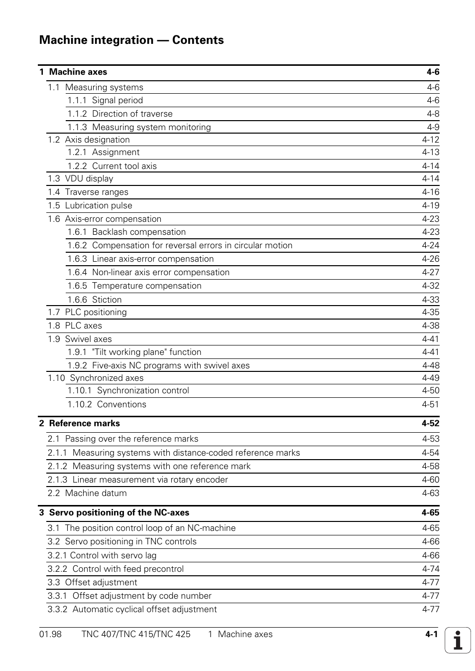 Machine integration, Machine integration — contents | HEIDENHAIN TNC 407 (243 020) Technical Manual User Manual | Page 126 / 752