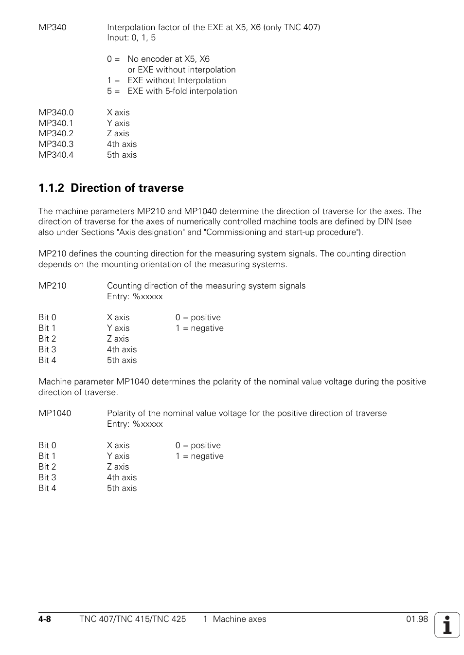 2 direction of traverse | HEIDENHAIN TNC 407 (243 020) Technical Manual User Manual | Page 133 / 752
