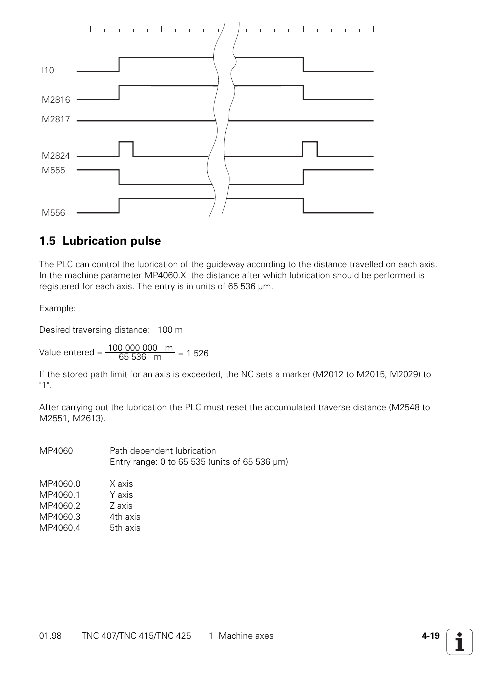 5 lubrication pulse | HEIDENHAIN TNC 407 (243 020) Technical Manual User Manual | Page 144 / 752