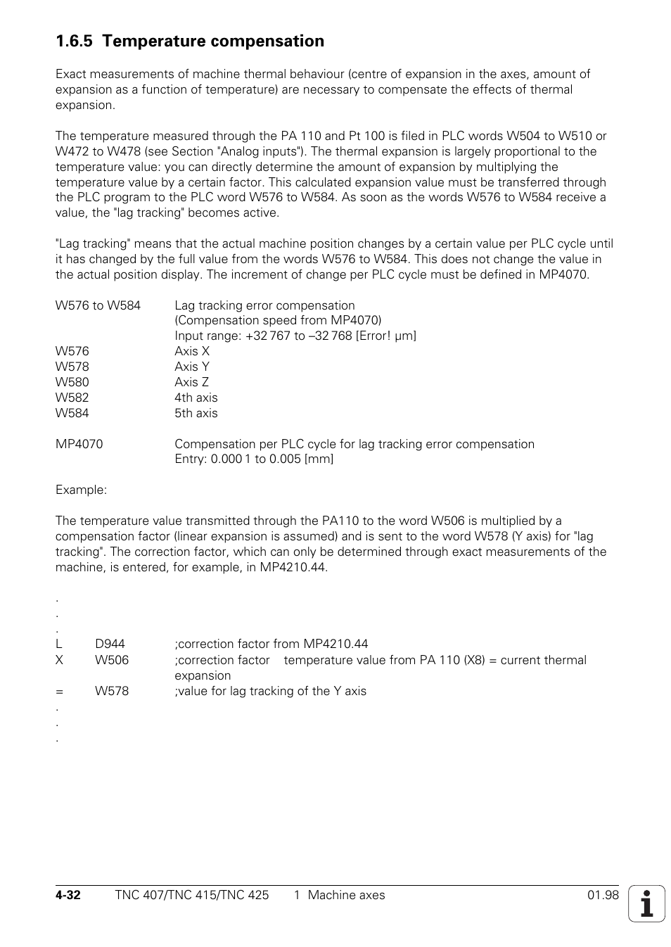 5 temperature compensation | HEIDENHAIN TNC 407 (243 020) Technical Manual User Manual | Page 157 / 752