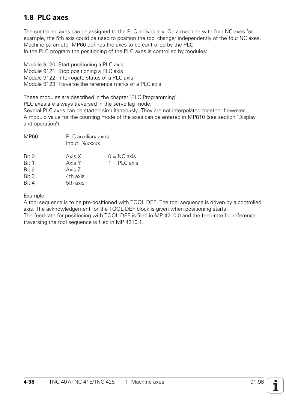 8 plc axes | HEIDENHAIN TNC 407 (243 020) Technical Manual User Manual | Page 163 / 752