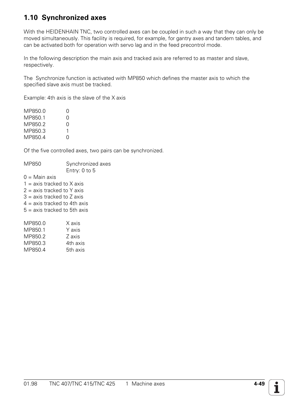 10 synchronized axes | HEIDENHAIN TNC 407 (243 020) Technical Manual User Manual | Page 174 / 752