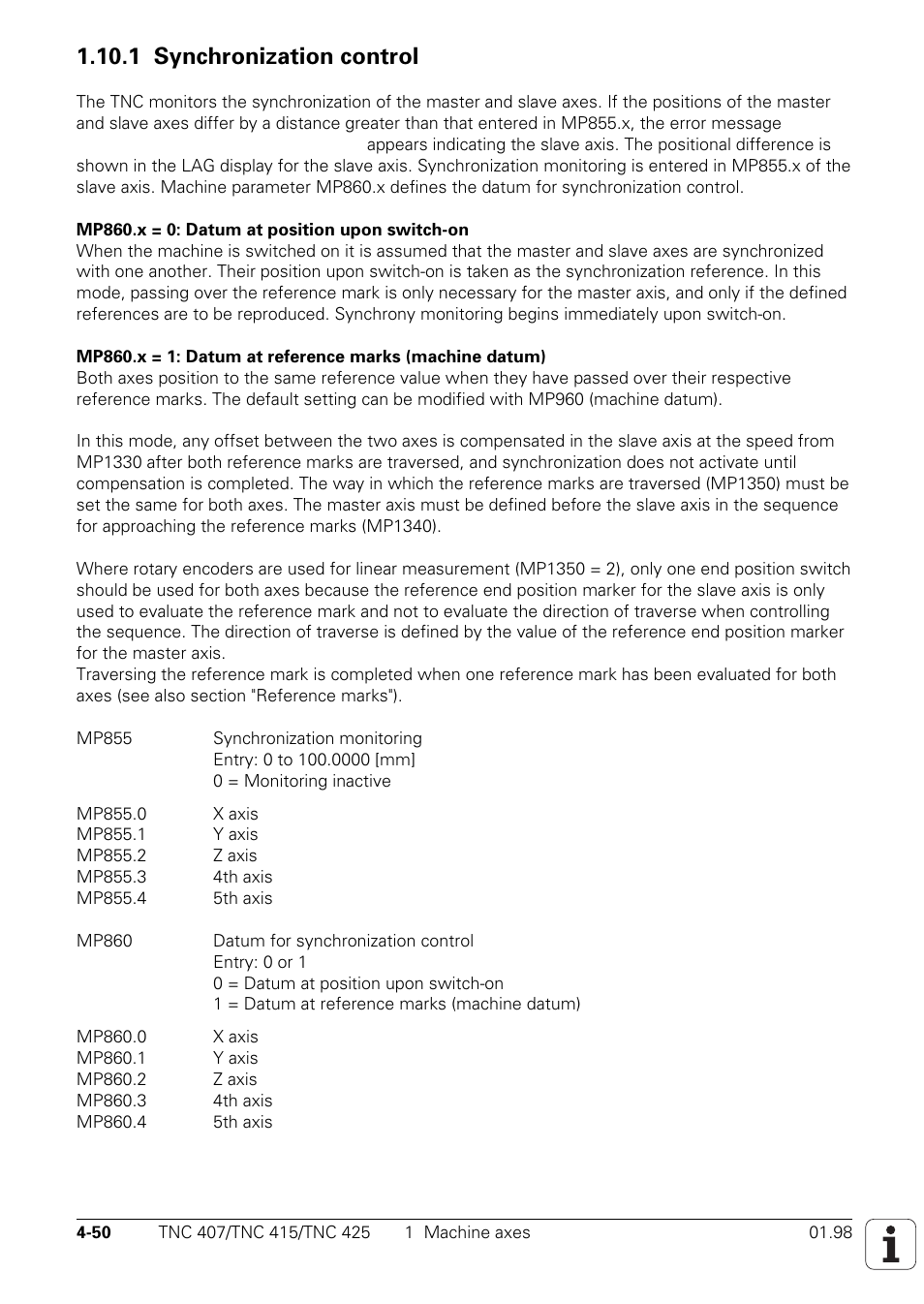 1 synchronization control | HEIDENHAIN TNC 407 (243 020) Technical Manual User Manual | Page 175 / 752