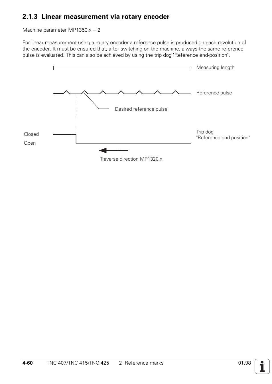 3 linear measurement via rotary encoder | HEIDENHAIN TNC 407 (243 020) Technical Manual User Manual | Page 185 / 752