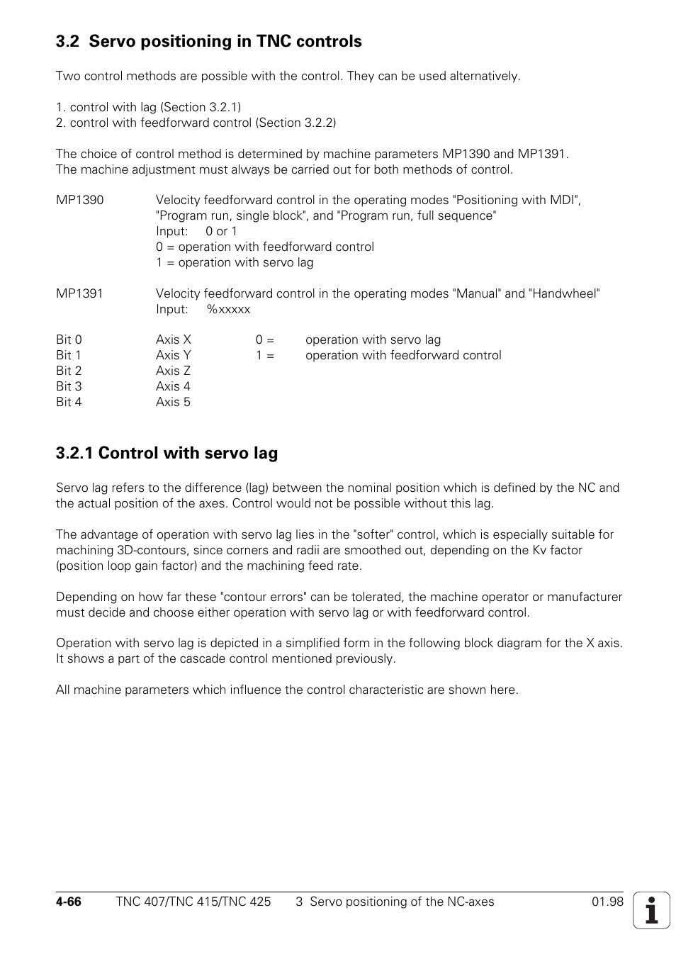 2 servo positioning in tnc controls, 1 control with servo lag | HEIDENHAIN TNC 407 (243 020) Technical Manual User Manual | Page 191 / 752