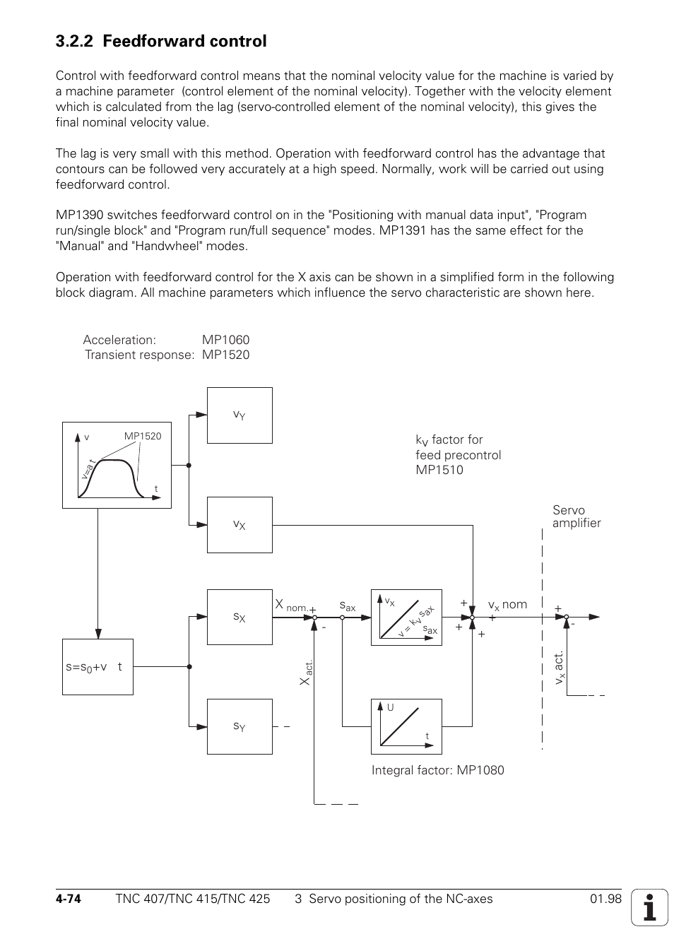 2 control with feed precontrol, 2 feedforward control | HEIDENHAIN TNC 407 (243 020) Technical Manual User Manual | Page 199 / 752