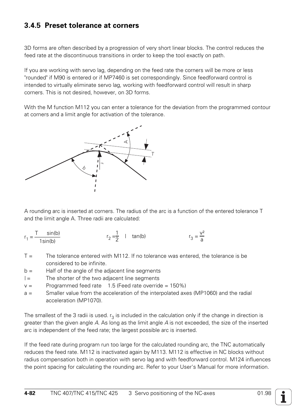 5 preset tolerance at corners | HEIDENHAIN TNC 407 (243 020) Technical Manual User Manual | Page 207 / 752