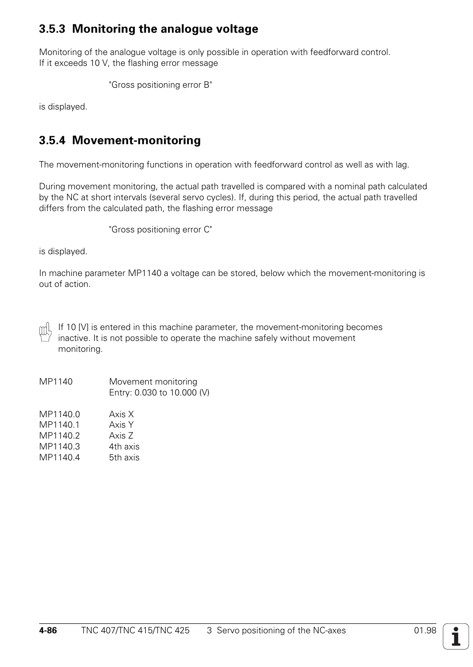 3 monitoring the analogue voltage, 4 movement-monitoring | HEIDENHAIN TNC 407 (243 020) Technical Manual User Manual | Page 211 / 752