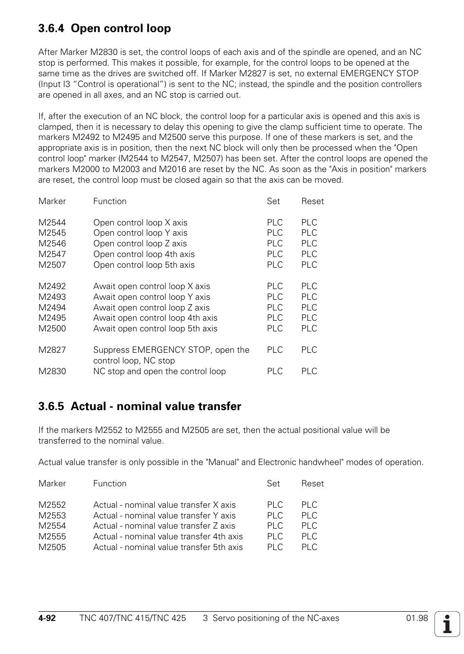 4 open control loop, 5 actual - nominal value transfer | HEIDENHAIN TNC 407 (243 020) Technical Manual User Manual | Page 217 / 752