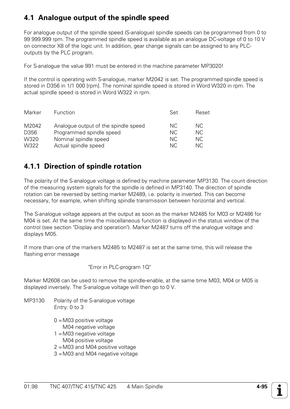 1 analogue output of the spindle speed, 1 direction of spindle rotation | HEIDENHAIN TNC 407 (243 020) Technical Manual User Manual | Page 220 / 752