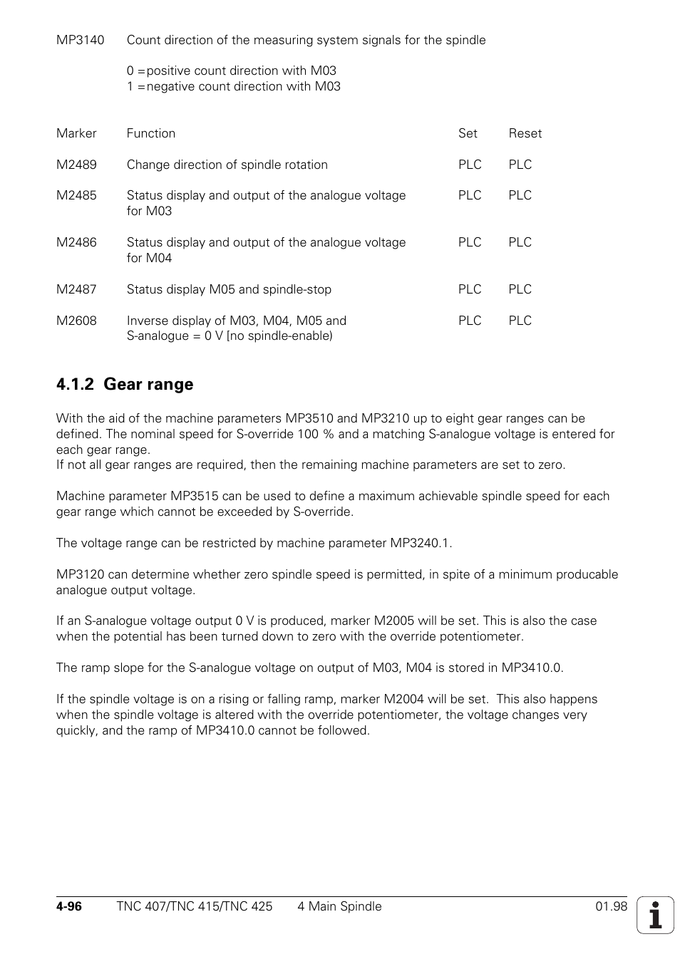 2 gear range | HEIDENHAIN TNC 407 (243 020) Technical Manual User Manual | Page 221 / 752