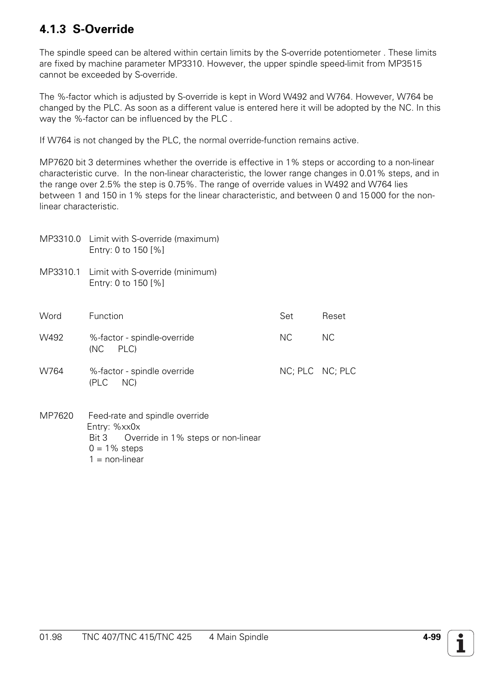 3 s-override | HEIDENHAIN TNC 407 (243 020) Technical Manual User Manual | Page 224 / 752