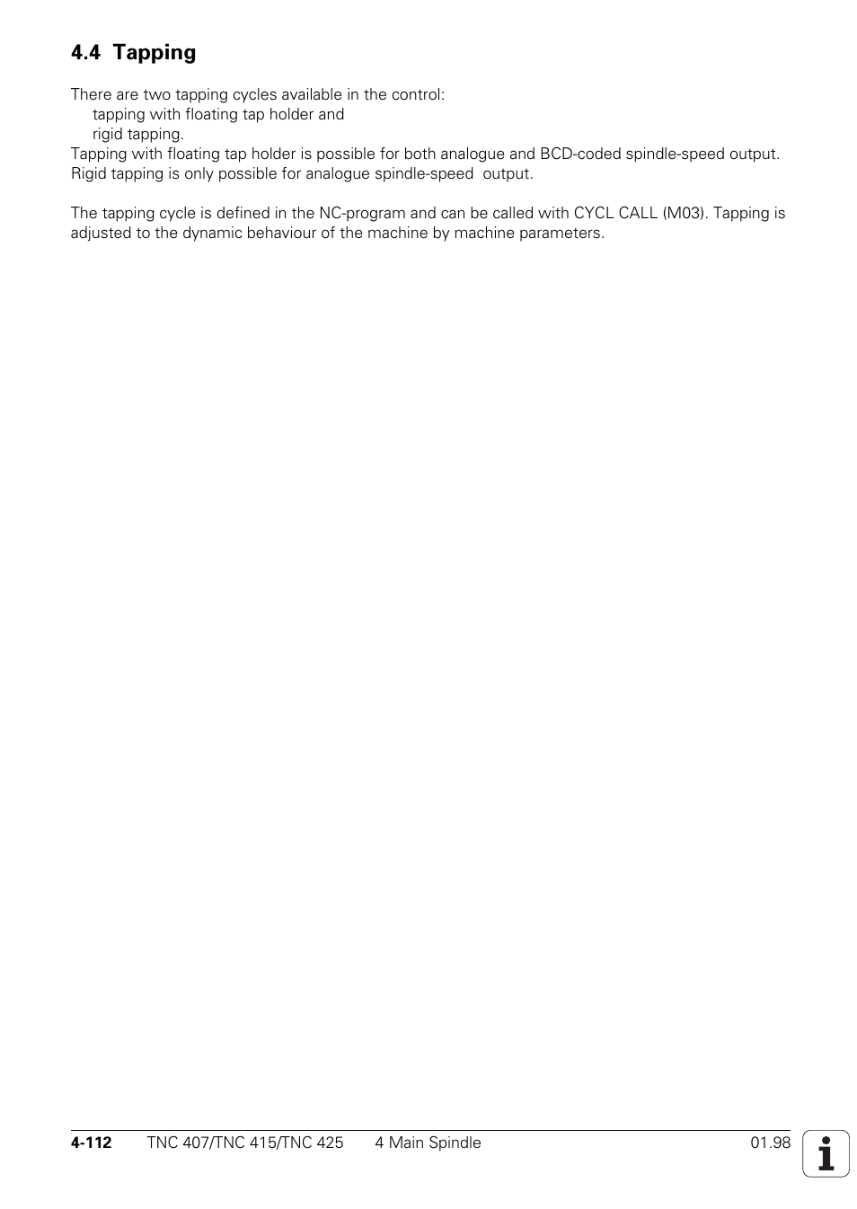 4 tapping | HEIDENHAIN TNC 407 (243 020) Technical Manual User Manual | Page 237 / 752