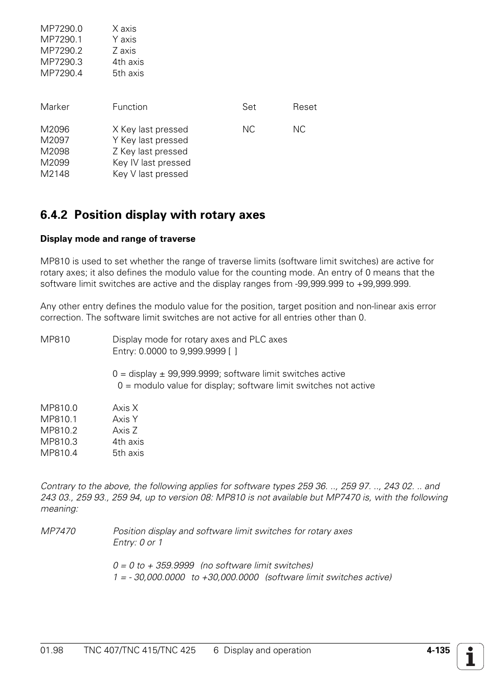 2 position display with rotary axes | HEIDENHAIN TNC 407 (243 020) Technical Manual User Manual | Page 260 / 752