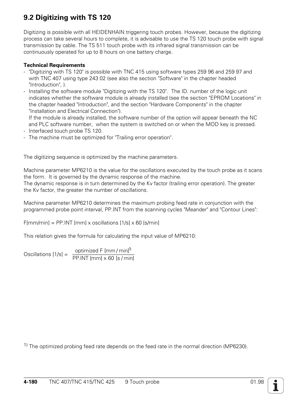 2 digitizing with ts 120 | HEIDENHAIN TNC 407 (243 020) Technical Manual User Manual | Page 305 / 752