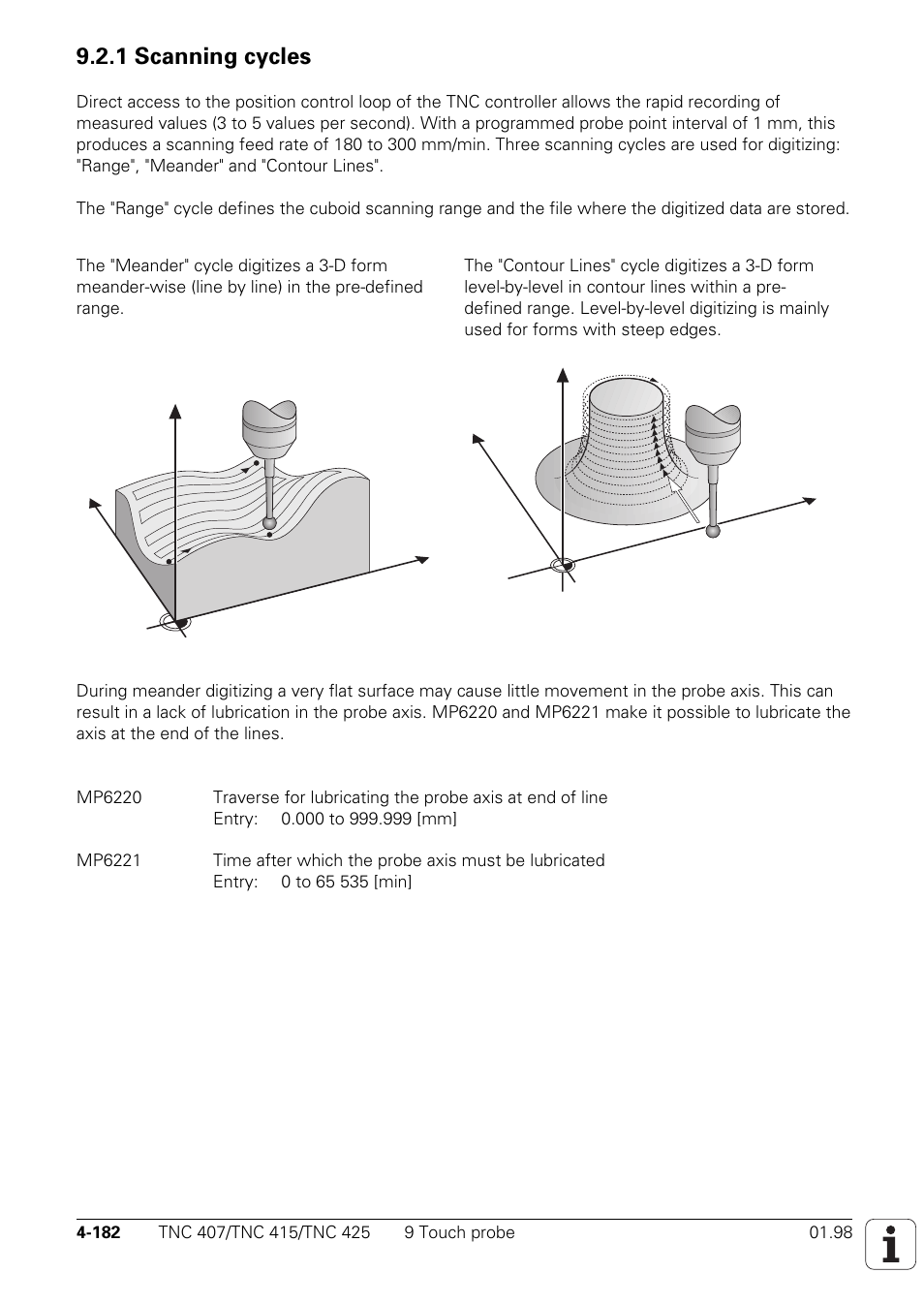 1 scanning cycles | HEIDENHAIN TNC 407 (243 020) Technical Manual User Manual | Page 307 / 752