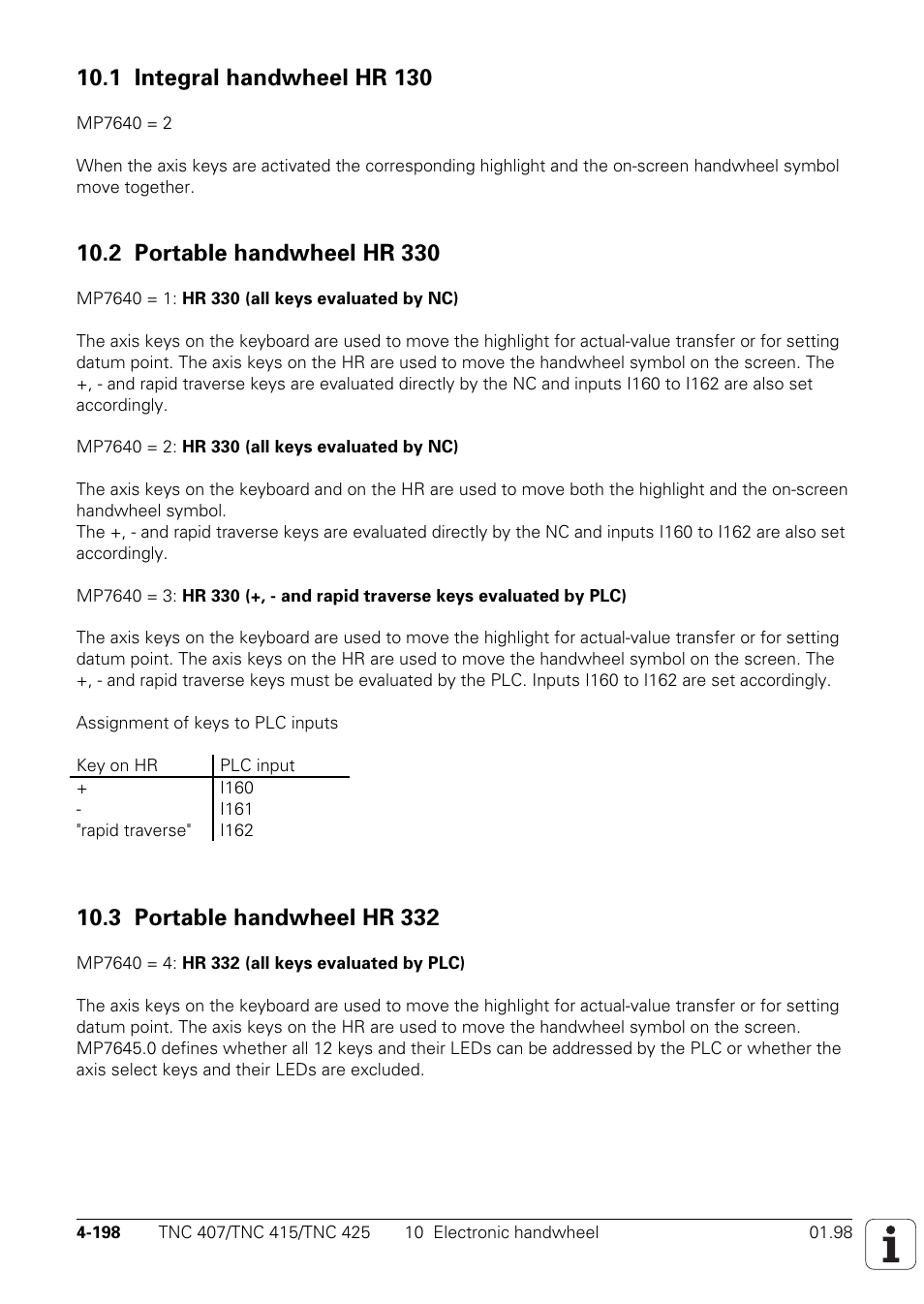 1 integral handwheel hr 130, 2 portable handwheel hr 330, 3 portable handwheel hr 332 | HEIDENHAIN TNC 407 (243 020) Technical Manual User Manual | Page 323 / 752