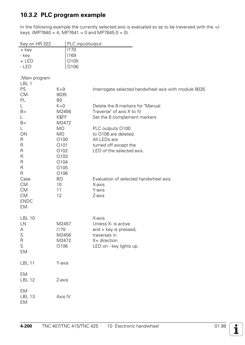 2 plc program example | HEIDENHAIN TNC 407 (243 020) Technical Manual User Manual | Page 325 / 752