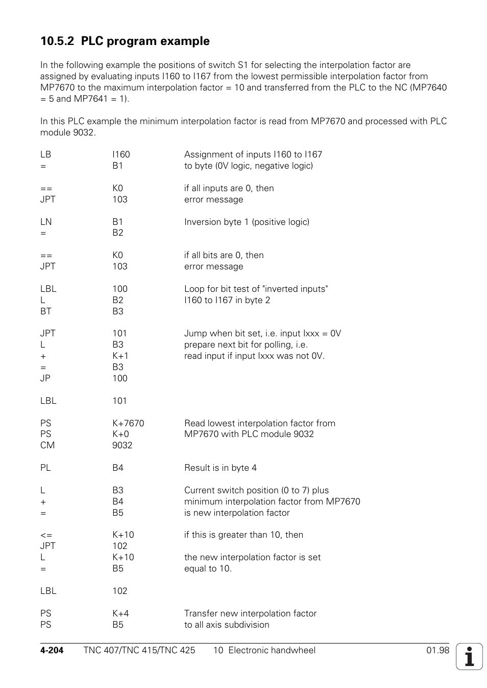 2 plc program example | HEIDENHAIN TNC 407 (243 020) Technical Manual User Manual | Page 329 / 752