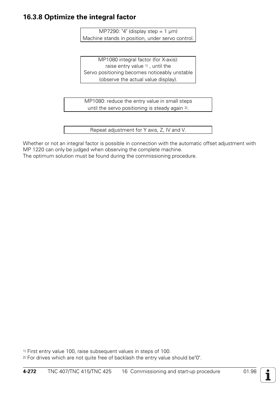8 optimize the integral factor | HEIDENHAIN TNC 407 (243 020) Technical Manual User Manual | Page 397 / 752