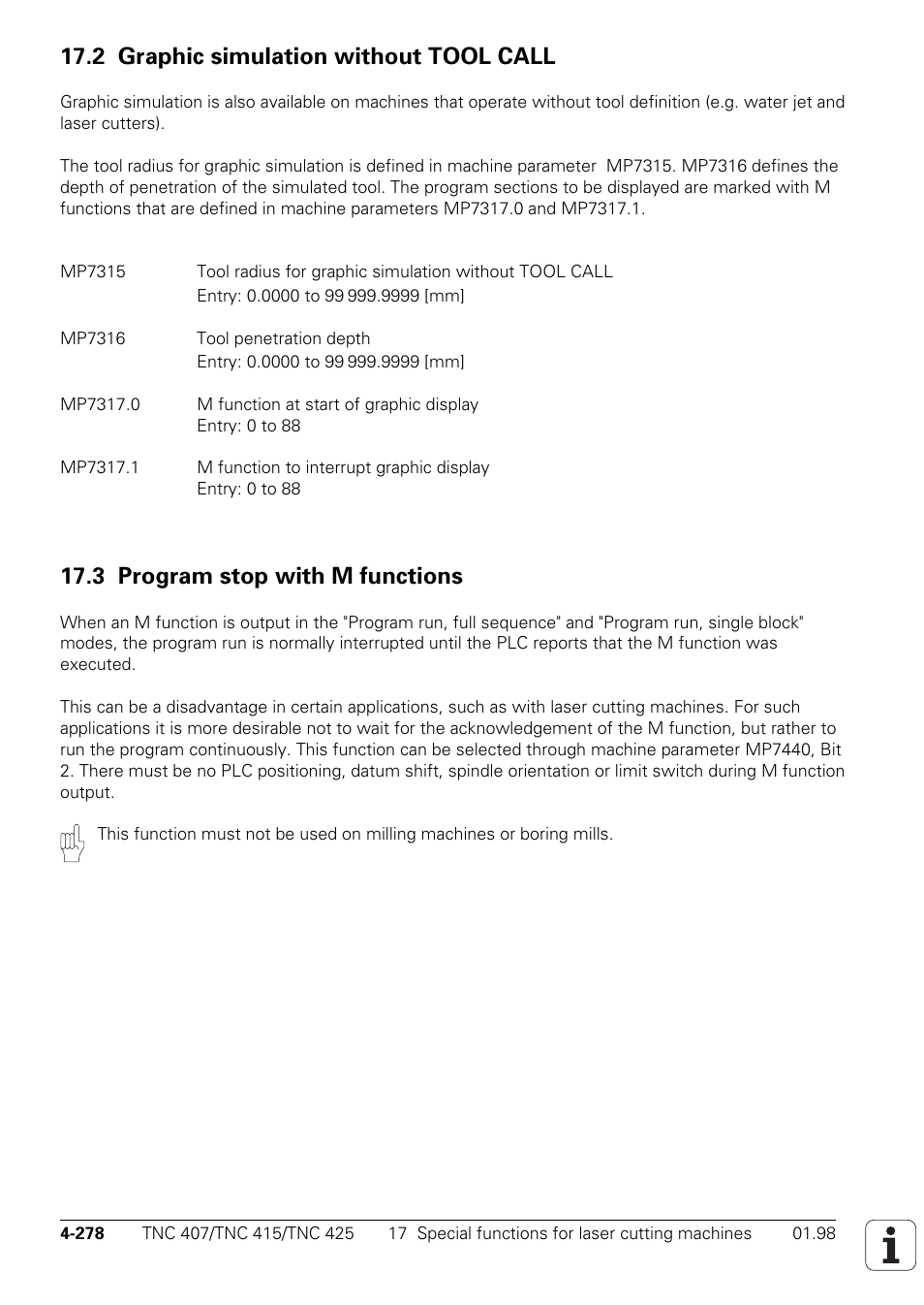 2 graphic simulation without tool call, 3 program stop with m functions | HEIDENHAIN TNC 407 (243 020) Technical Manual User Manual | Page 402 / 752