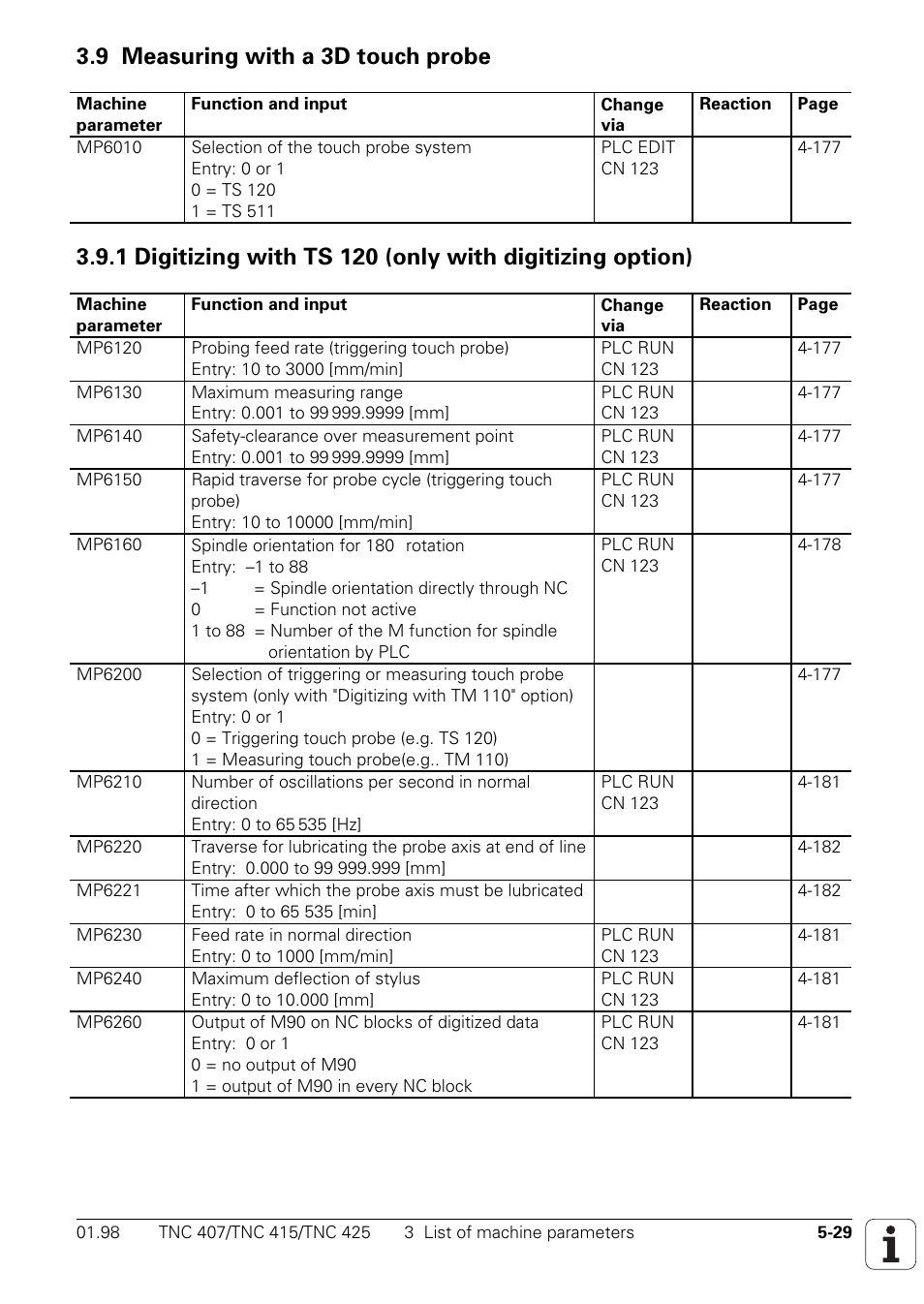 9 measuring with a 3d touch probe, 6000 to 6199 6200 to 6299 | HEIDENHAIN TNC 407 (243 020) Technical Manual User Manual | Page 431 / 752