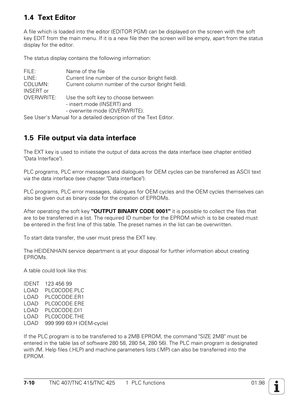 4 text editor, 5 file output via data interface | HEIDENHAIN TNC 407 (243 020) Technical Manual User Manual | Page 471 / 752