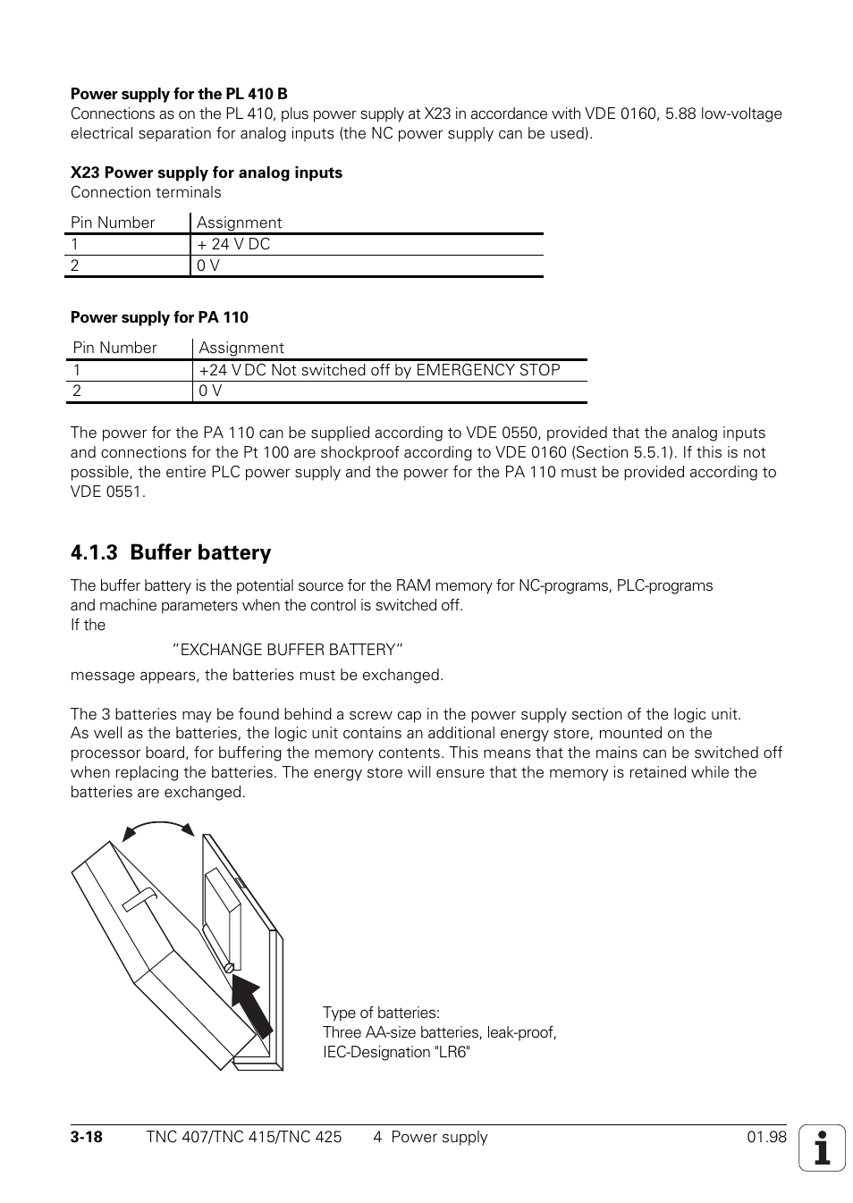 3 buffer battery | HEIDENHAIN TNC 407 (243 020) Technical Manual User Manual | Page 48 / 752