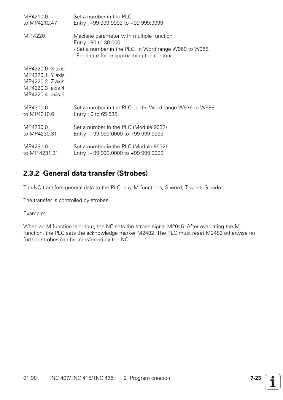2 general data transfer (strobes) | HEIDENHAIN TNC 407 (243 020) Technical Manual User Manual | Page 484 / 752