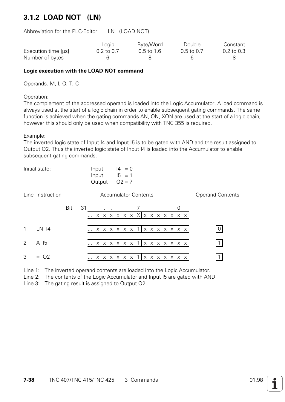 2 load not (ln) | HEIDENHAIN TNC 407 (243 020) Technical Manual User Manual | Page 499 / 752