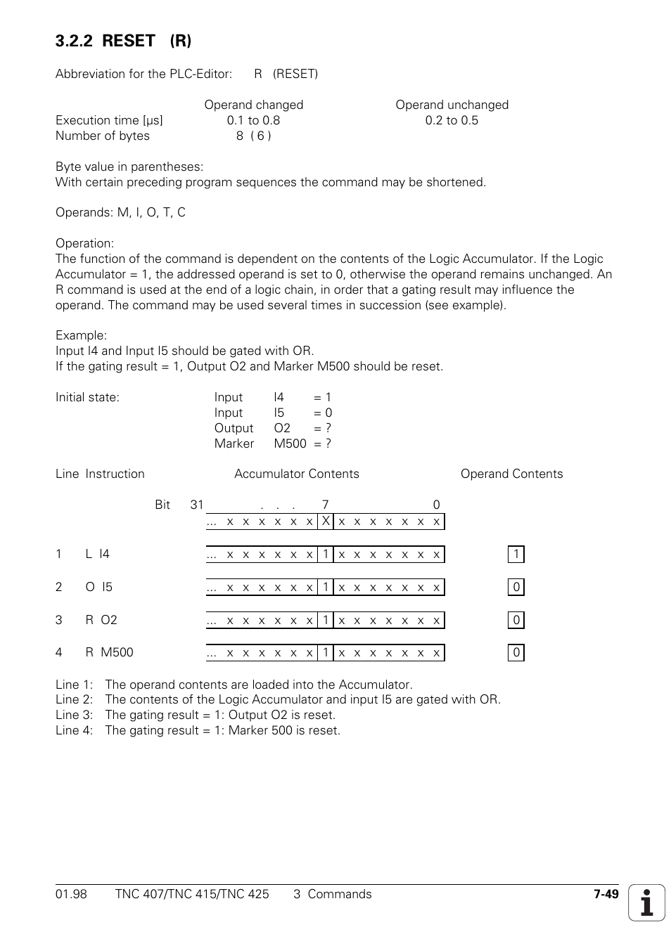 2 reset (r) | HEIDENHAIN TNC 407 (243 020) Technical Manual User Manual | Page 510 / 752