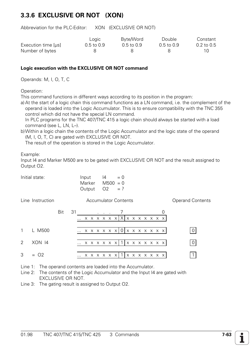 6 exclusive or not (xon) | HEIDENHAIN TNC 407 (243 020) Technical Manual User Manual | Page 524 / 752